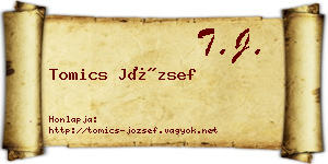 Tomics József névjegykártya